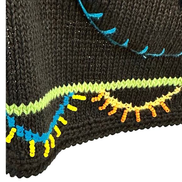 Sharon Young Vintage Cross Stitch & Beaded Black Woven Vest Women's Size Medium - Picture 5 of 12